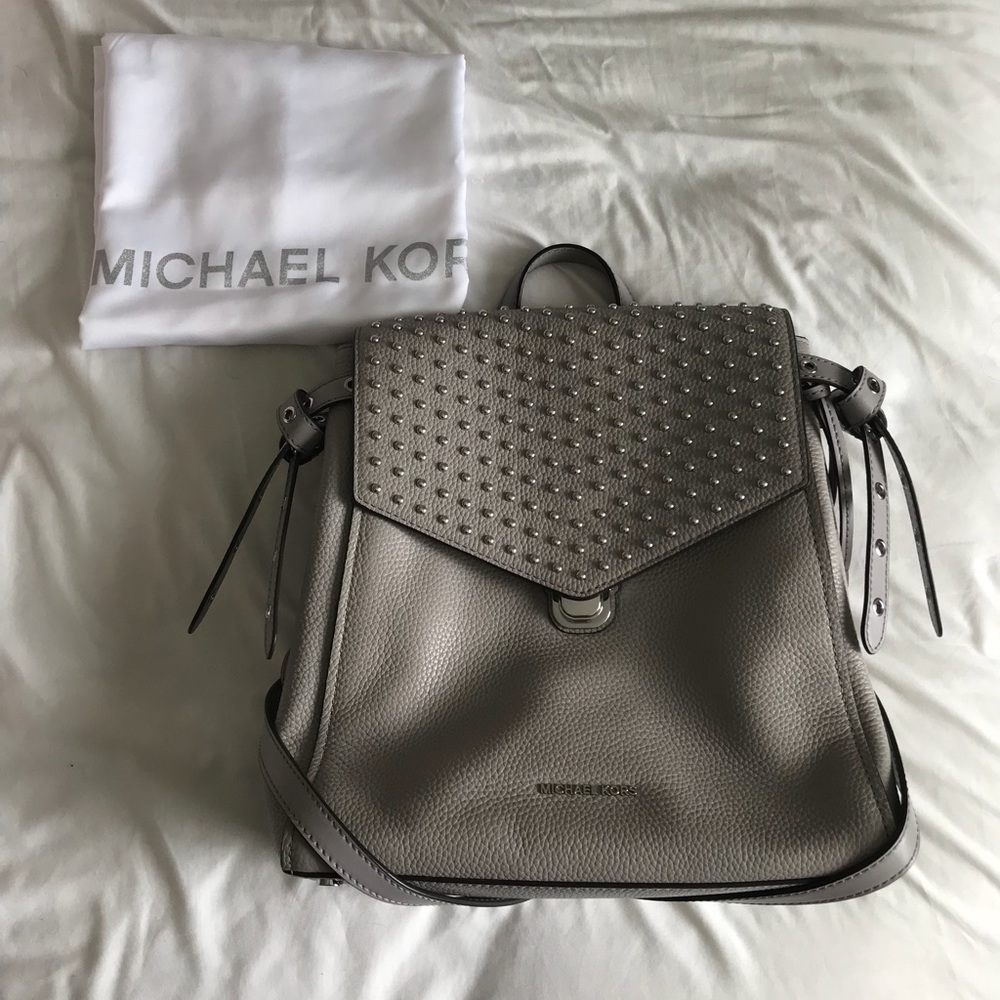 Michael Kors Bristol Medium Gray Leather Backpack